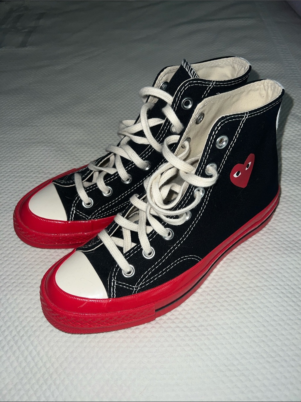 Converse Comme des Garcon Play Black High-Top Sneakers with Red Sole and Heart 7
